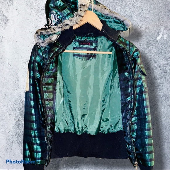 ❗️RARE❗️PLAYBOY💚BUNNY PUFFER JACKET COAT - Picture 12 of 16